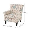 Fabric Floral Upholstery Club Chair with Rolled Arms and Tapered Birch Legs - 3 of 4