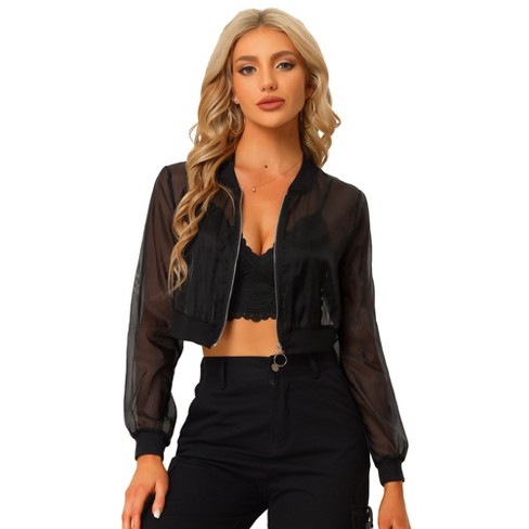 Crop top hotsell jacket black