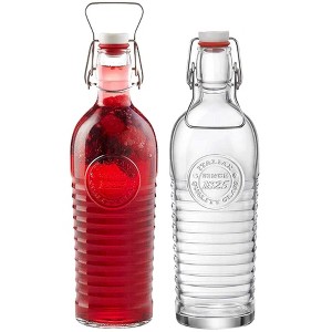 Bormioli Rocco Officina 1825 Swing Top Bottle with Handles (Set of 2) - 37.25 oz with Flip Top, Airtight Beverage Storage Bottles - Made in Italy - 1 of 4