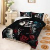 Hachikiko Gothic Skull & Red Rose 3D Print Comforter Set - Edgy Bedroom Decor for Teens & Adults - 3 of 4