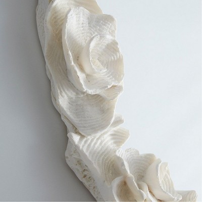 Contemporary Oval White Wood Mirror 28.5" x 34.25"