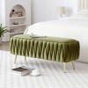 NicBex Bedroom Bench with Gold Legs Upholstered End of Bed Bench Velvet Oval Storage Ottoman Bench Toy Box for Living Room, Entryway - 2 of 4