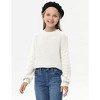 Girls Pullover Sweater Cable Knit Soft Comfy Sweater for Girls Crew Neck Sweater Puff Sleeve Ribbed Knit Cuff - 4 of 4