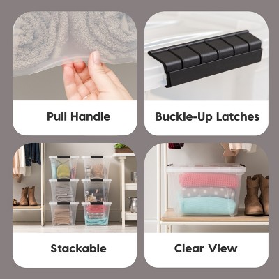 Clear Stackable Plastic Storage Bins with Lids, 19 Qt, 6 Pack