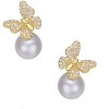 Guili Sterling Silver Gold Plated Butterfly Earrings with Pearl & Cubic Zirconia, a Whimsical and Graceful Accent for Effortless Beauty - 3 of 3