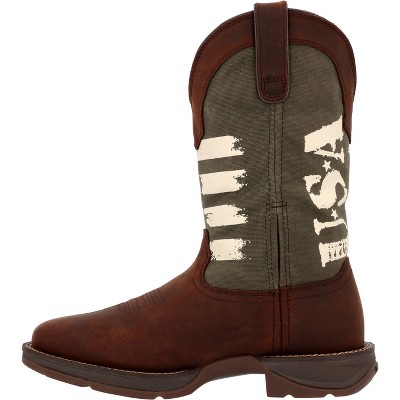 Men's Rebel by Durango Army Green USA Print Western Boot