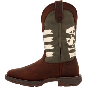 Men's Rebel by Durango Army Green USA Print Western Boot - 1 of 4