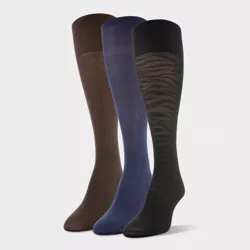 Peds Women's 3pk Light Opaque Trouser Socks -Nude/Navy/Black 5-10