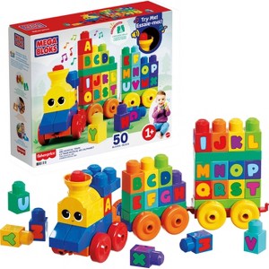 MEGA ABC Musical Train Preschool Building Block Train Toy with Alphabet Blocks for Learning Letters Plus Real Sounds and Music 50pc - 1 of 4