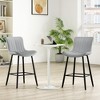 QingMoon Modern Bar Stools Set of 2, Faux Leather Barstools, Counter Height Bar Chairs with Metal Legs for Kitchen Islands, Pub - 2 of 4