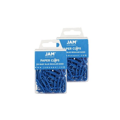 JAM Paper Colored Standard Paper Clips Small 1 Inch Baby Blue Paperclips 221819033A
