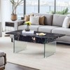 FONTOI Multifunctional Lift Top Coffee Tables with Marble Pattern&Glass Legs&Non-Slip Feet for Living Room Bedroom Office, Black, 23.6"*16.3"*43.4" - 2 of 4