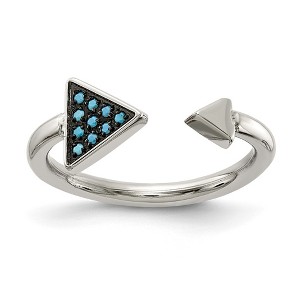 Black Bow Jewelry Stainless Steel Reconstructed Turquoise Triangle Open Ring - 1 of 4