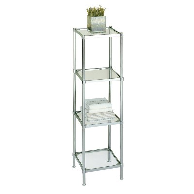 Organize It All Four Tier Bath Shelf Chrome : Microfiber, Machine Washable, Non-Slip Backing