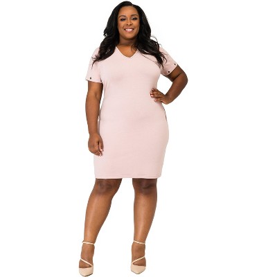Poetic Justice Curvy Women's Mauve Crossover Knee-Length Tunic Dress