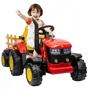 12V Battery Powered Kids Ride On Tractor with Remote Control & Detachable Trailer -Kids Tractor - 1 of 4