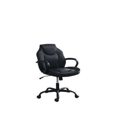GlasFlength Task and Office Chairs Modern Faux Leather Swivel Chair with Adjustable Height Elegant Design for Home Office, Black, 26"*11"*21"