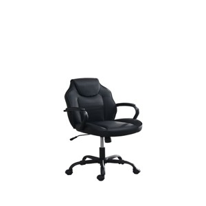 GlasFlength Task and Office Chairs Modern Faux Leather Swivel Chair with Adjustable Height Elegant Design for Home Office, Black, 26"*11"*21" - 1 of 4