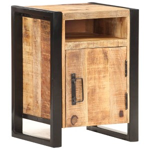 vidaXL Bedside Cabinet Natural Wood with Black Solid Mango Wood Medium - 1 of 4