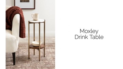 Walnut Brown and White Marble Round Accent Table