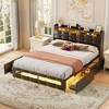 Aheaplus Upholstered Bed Frame with Storage Headboard, Charging Station, LED Light - 2 of 4