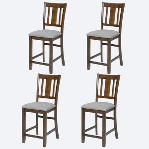 Lyngins Modern Dining Chairs with Backrest,Upholstered Kitchen Chairs Set of 4 with Wood Legs,Linen Chairs for Kitchen,Dining Room - 1 of 4