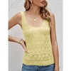 Womens Sweater Tank Tops Pointelle Knit Deep U Neck Ribbed Cuff Pullover Sweater Vest Milanese Knit Sweater - 3 of 4