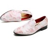 Santimon Mens Floral Loafers Embroidery Casual Slip On Driving Wedding Prom Shoes Pink - 4 of 4