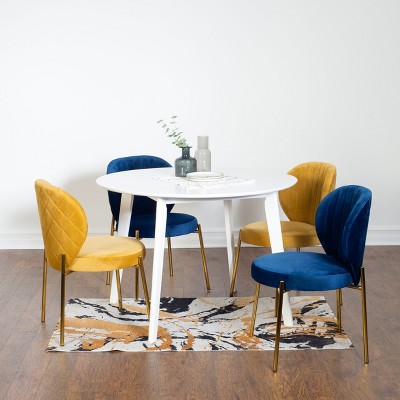 NicBex Round Dining Table Set for 4 Morden Dining Room Table with 4 Velvet Chairs and MDF Tabletop for Home Office