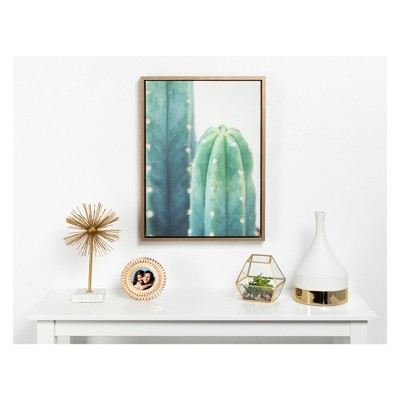18" x 24" Green Cactus Framed Canvas Print with Gold Frame