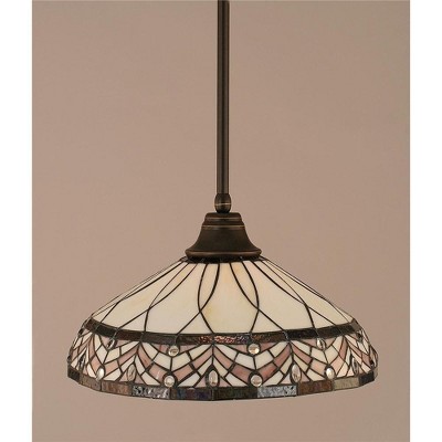 Toltec Lighting Any 1 - Light Pendant in  Dark Granite with 16" Royal Merlot Art Glass Shade