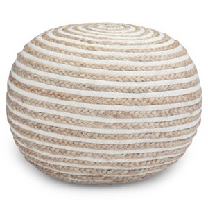 WyndenHall Deni Round Pouf Natural Jute: Bohemian Style, Upholstered, No Assembly, 250lb Capacity - 1 of 4