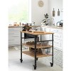 Pizza Oven Table 33"x20"x35.5", Outdoor Grill Table on 4 Wheels, Three-Shelf Bamboo Cart for Food Prep, BBQ Dining, Wood Color - 4 of 4