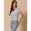 INSPIRE CHIC Women's Ruched Front Short Sleeve Floral Cropped Tops - 4 of 4