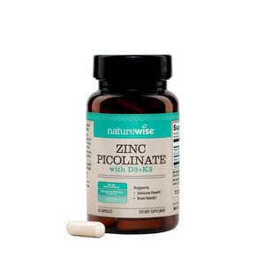 NatureWise Zinc Picolinate with D3 + K2 - Non-GMO, Gluten Free, USA Manufactured - 1 of 4