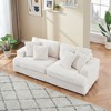 Modern 88.6" Corduroy Deep Seat Sofa Bed with 4 Throw Pillows, Comfy 3-Seater Reclining Couch for Living Room or Small Spaces – The Pop Home - 3 of 4