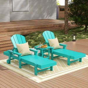 WestinTrends Malibu 3 Piece Adirondack Reclining Chaise Lounge With Arms & Wheels - 1 of 4