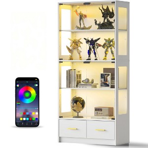Skyzoo 5-Tier Glass Display Cabinet with LED Lights & Adjustable Shelves & 2 Drawers, Curio Cabinet for Home & Office - 1 of 4