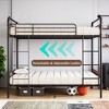 Bunk Bed Twin Over Twin with Ladder and High Guardrail, Twin Size Convertible Metal Bunk Beds for Teens/Adults, No Box Spring Needed,Vintage Brown - 3 of 4