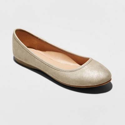 Faux Leather Round Toe Ballet Flats 