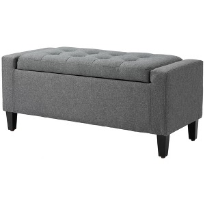 NicBex Modern 36.25" Storage Bench Linen Accent Stools with Button Tufted for Bedroom and Entryway - 1 of 4
