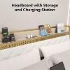Metal Bed Frame with LED Lights & 2 Drawers, Upholstered Charging Storage Headboard, Noise-Free, Sturdy Build - 3 of 4