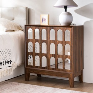 29.5" Mid-Century Modern Accent Sideboard Cabinet with Mirrored Arched Doors for Entryway Living Room-3irtyhousy - 1 of 4