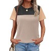 Women's Crew Neck Color Block T-Shirt Casual Short Sleeve Basic Top - 2 of 4