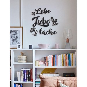 Sussexhome Lebe Liebe Lache Metal Wall Art - German Inspirational Quote, 6-Pieces - 1 of 4