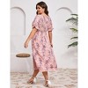 Womens Plus Size Ruffle Dress Square Neck High Wasit Smocked Dress Summer Casual Dress with Lantern Sleeve - 2 of 4