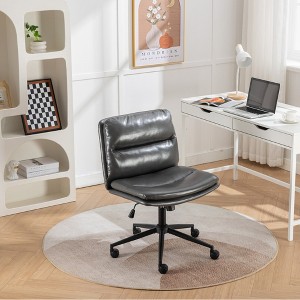 ALEXOUN Armless Swivel Office Desk Chair with Wheels & Back Upholstered - Height Adjustable,Ergonomic Task Chair for Reading Meeting Room,Office - 1 of 4