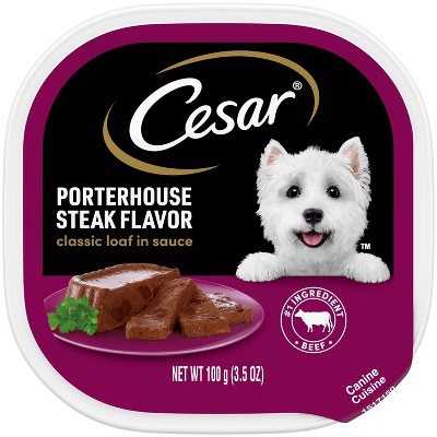 Cesar Classic Loaf in Sauce Porterhouse Steak, Beef and Gravy Flavor Small Breed Wet Dog Food - 3.5oz