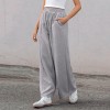 Women's Grey Drawstring Waist Wide Leg Jersey Pants - Cupshe - 2 of 4