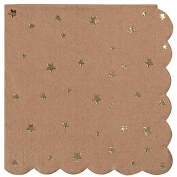 Juvale 50-Pack Scalloped Gold Stars Disposable Kraft Paper Napkins Party Supplies